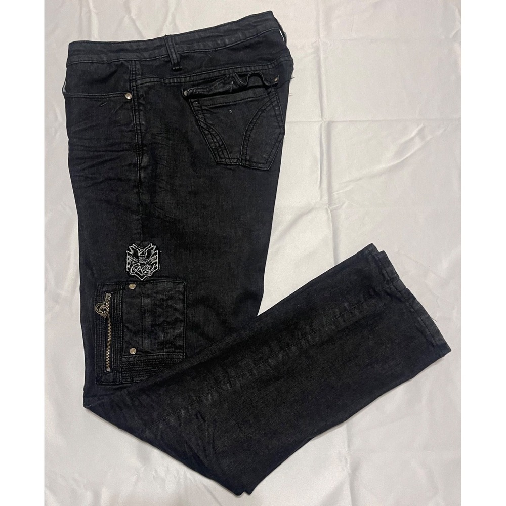 Coogi Women's 17/18 Black Jeans with Silver‎ Accents Plus Size Embellished Denim